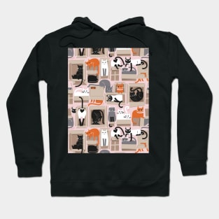 Purfect feline architecture // pattern // background cute cats in cardboard boxes Hoodie